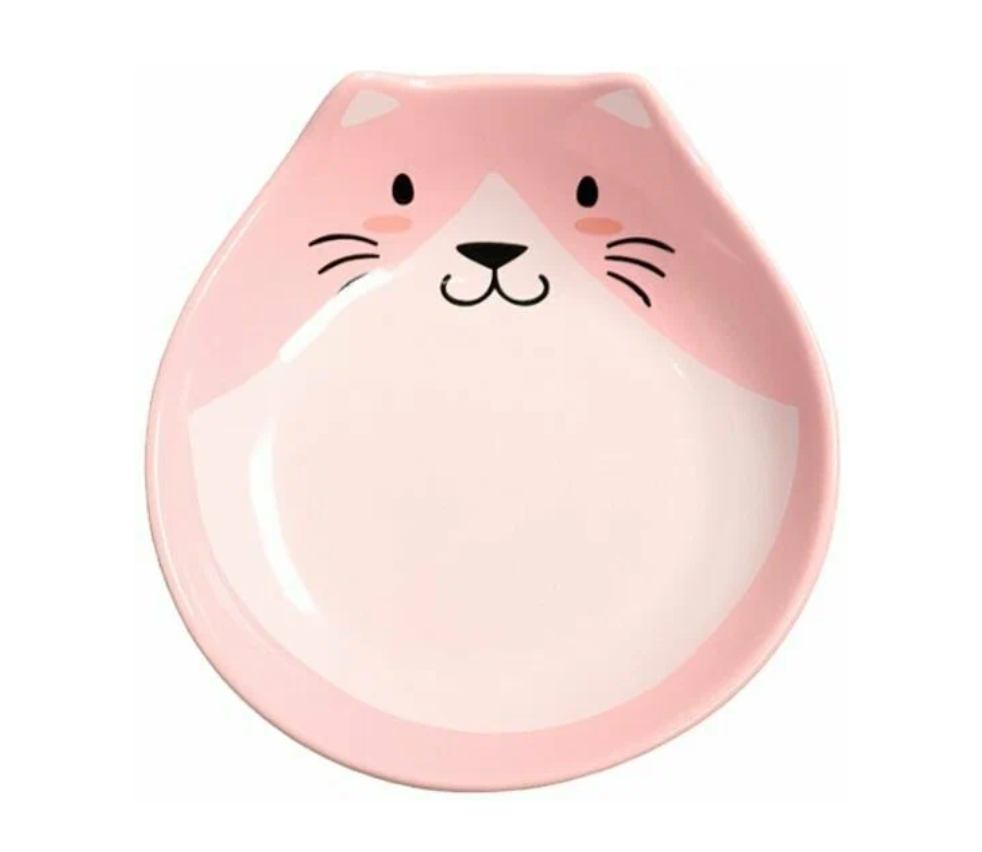 Миска керамическая для кошек розовая Mr.kranch мордочка кошки 200 мл