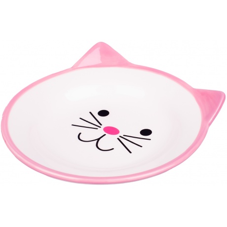 Миска керамическая для кошек розовая Керамикарт мордочка кошки 150 мл
