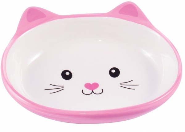 Миска керамическая для кошек розовая Керамикарт мордочка кошки 160 мл