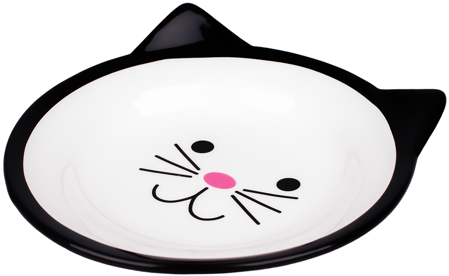 Миска керамическая для кошек черная Керамикарт мордочка кошки 150 мл