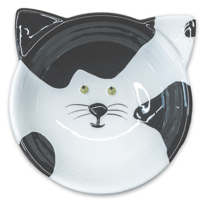 Миска керамическая для кошек черно-белая Керамикарт мордочка кошки 120 мл