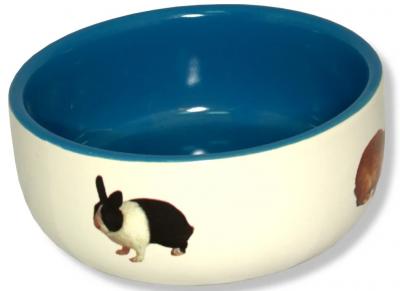 Миска керамическая для кролика бежево-голубая Beeztees 11.5см