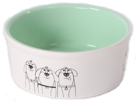 Миска керамическая для собак зеленая Joy песики 450 мл 14см
