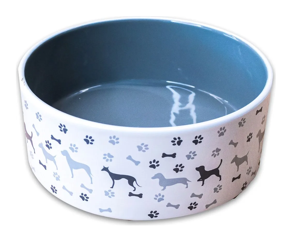 Миска керамическая для собак серая Mr.kranch с рисунком 350 мл