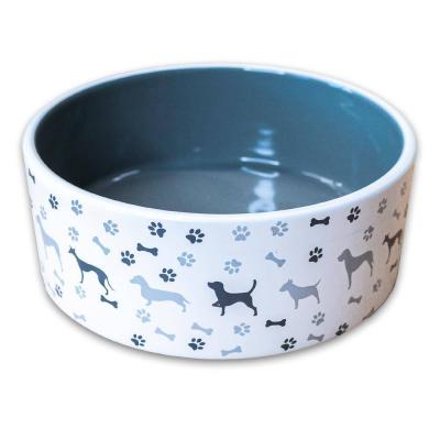 Миска керамическая для собак серая Керамикарт с рисунком 1.3 л