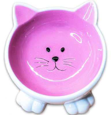 Миска керамическая на ножках для кошек розовая Керамикарт мордочка кошки 100 мл