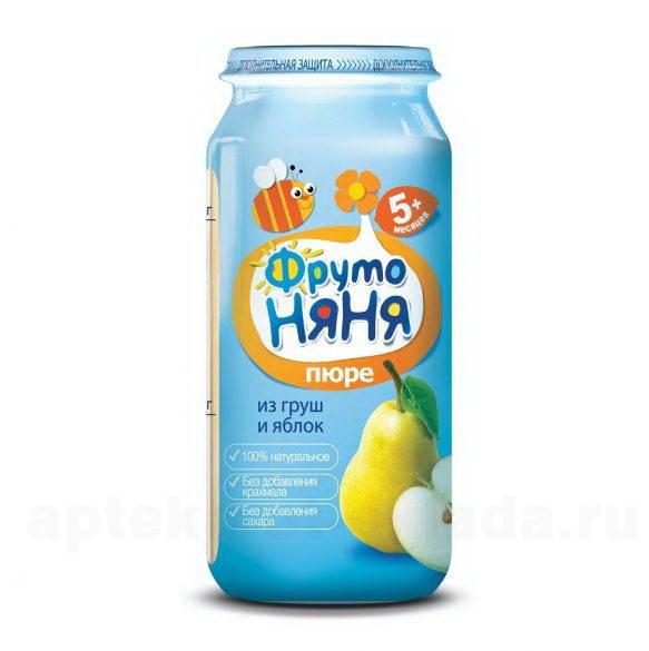 ФрутоНяня Пюре яблоко/груша без сахара 5+ 250г
