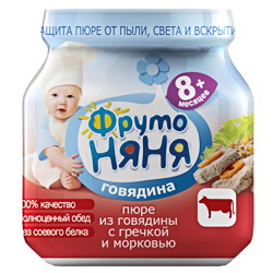 ФрутоНяня пюре говядина/греча/морковь 100гр