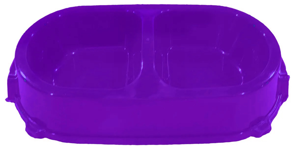 Миска пластиковая двойная нескользящая фиолетовая Favorite 450 мл