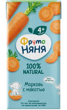 ФрутоНяня Нектар морковный/ с мякотью/ с сахаром 200мл
