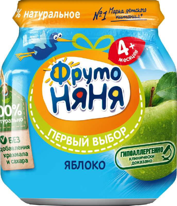 ФрутоНяня Пюре яблоко натуральное 100г