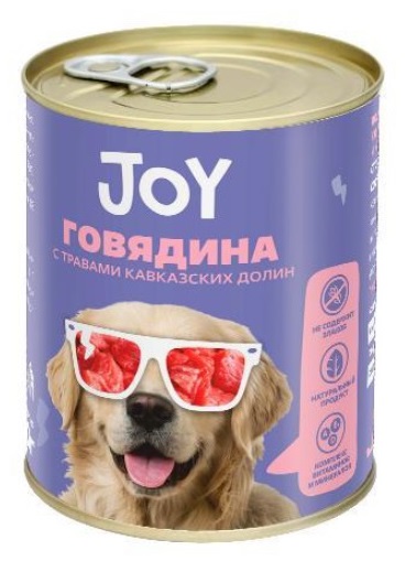 Корм беззерновой для собак средних и крупных пород Joy 340 г бан. с говядиной