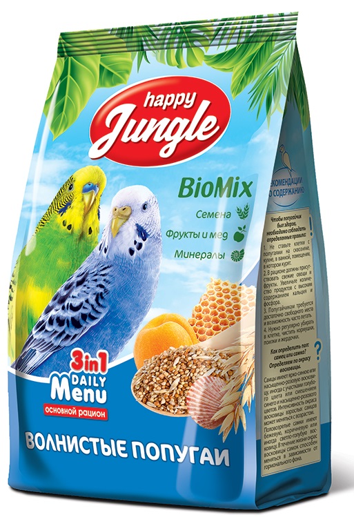 Корм для волнистых попугаев Happy jungle 500 г