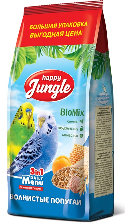 Корм для волнистых попугаев Happy jungle 900 г