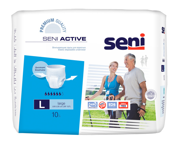 Трусики для взрослых Seni Active large р.L 100-135см N 10