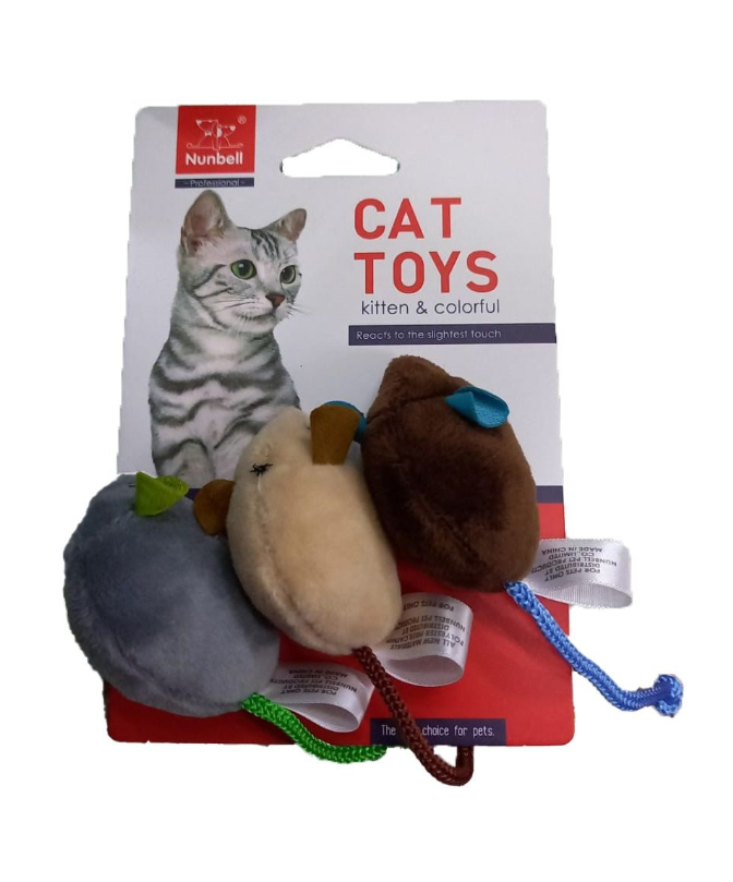 Набор игрушек мышка для кошек Nunbell 5.5х4.5см n3 с кошачьей мятой 10922-8441
