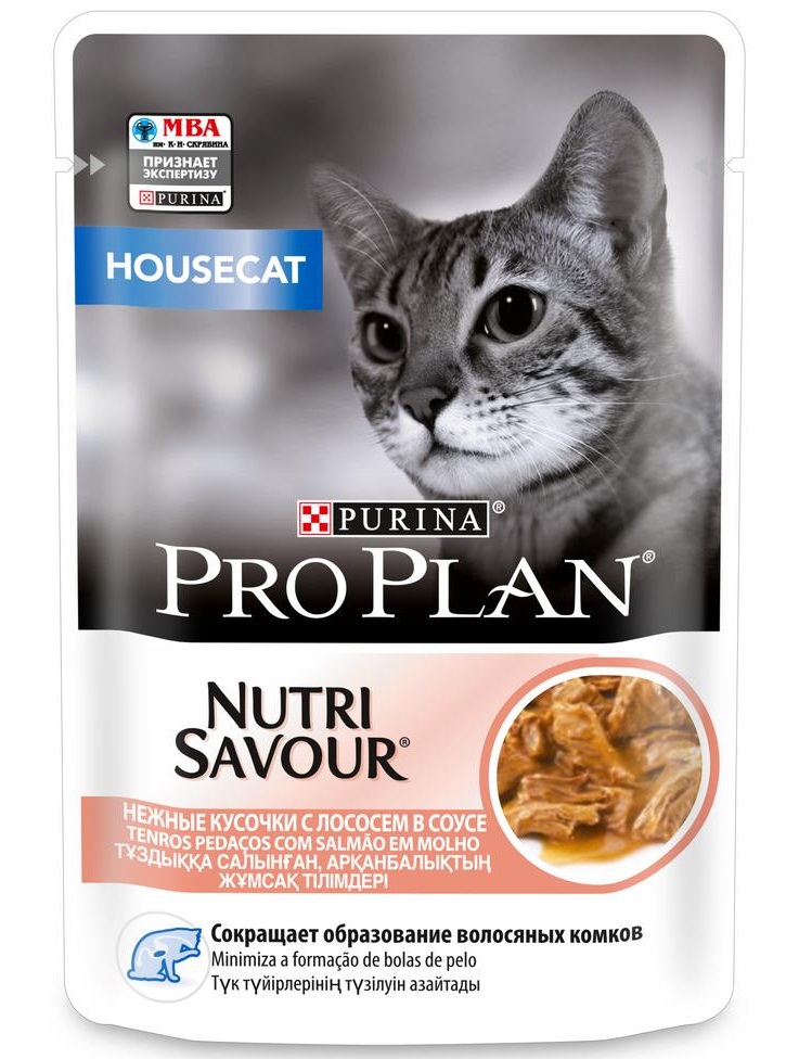 Корм для домашних кошек Purina pro plan housecat 85 г пауч лосось в соусе