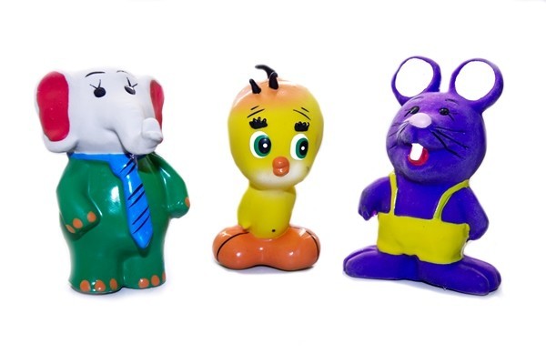 Набор игрушек слоник/цыпа/фиолетовая мышь для собак Beeztees зверюшки пищащие латекс 8-10см