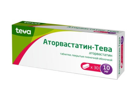 Аторвастатин-ТЕВА тб п/о плен 10мг N 30