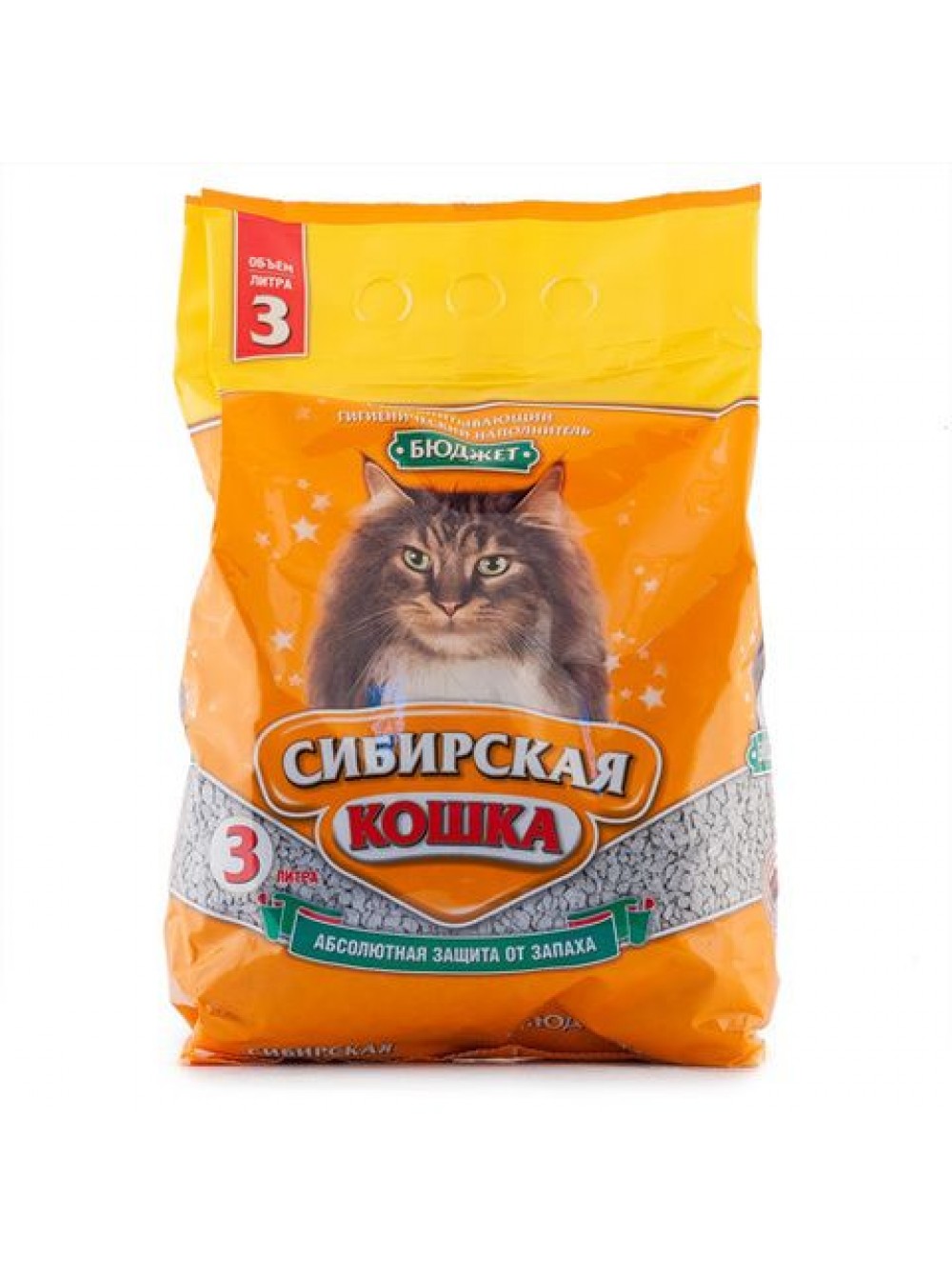 Наполнитель впитывающий для кошачьего туалета Сибирская кошка бюджет 3 л