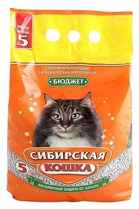 Наполнитель впитывающий для кошачьего туалета Сибирская кошка бюджет 5 л