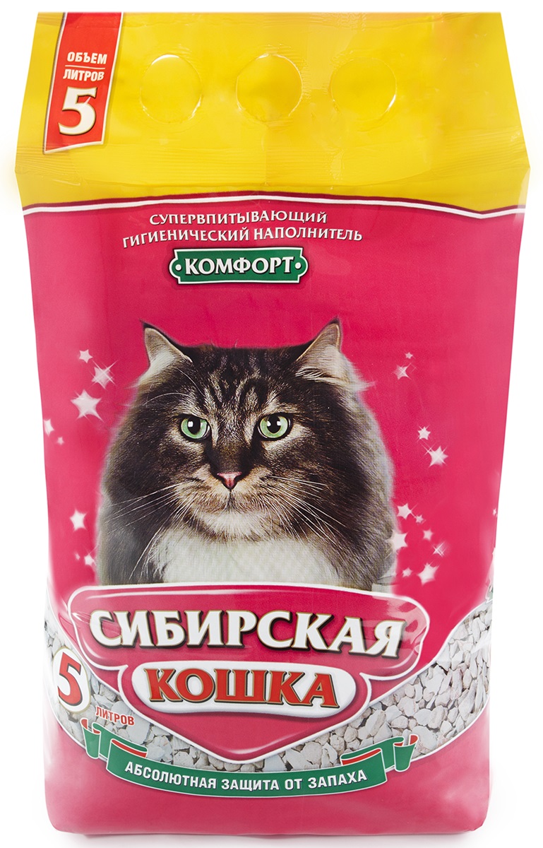 Наполнитель впитывающий для кошачьего туалета Сибирская кошка комфорт 5 л