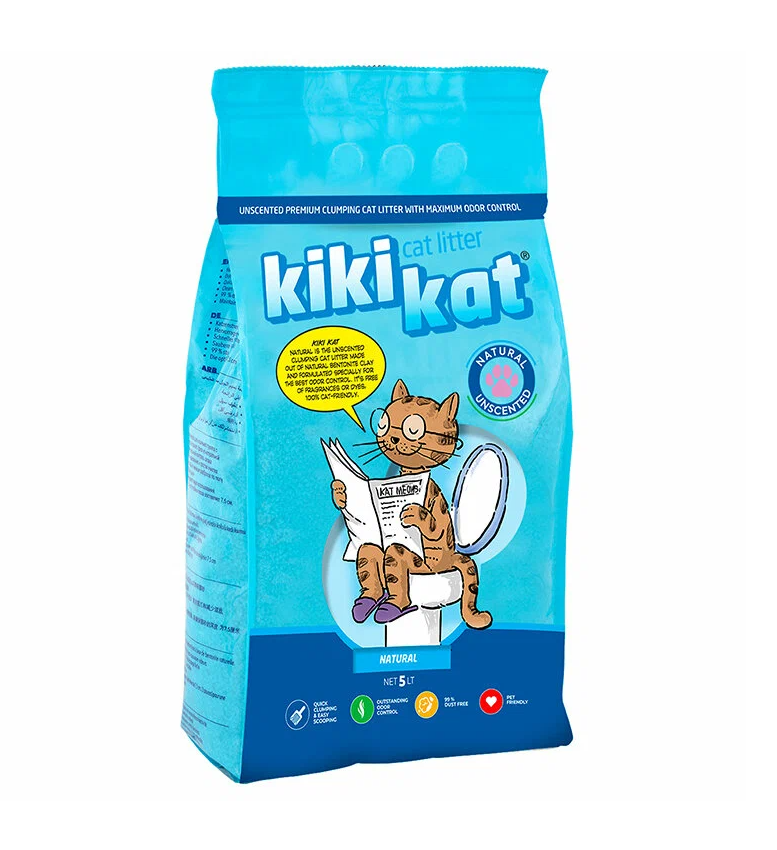 Наполнитель комкующийся бентонитовый для кошек супер-белый Kikikat 5 л