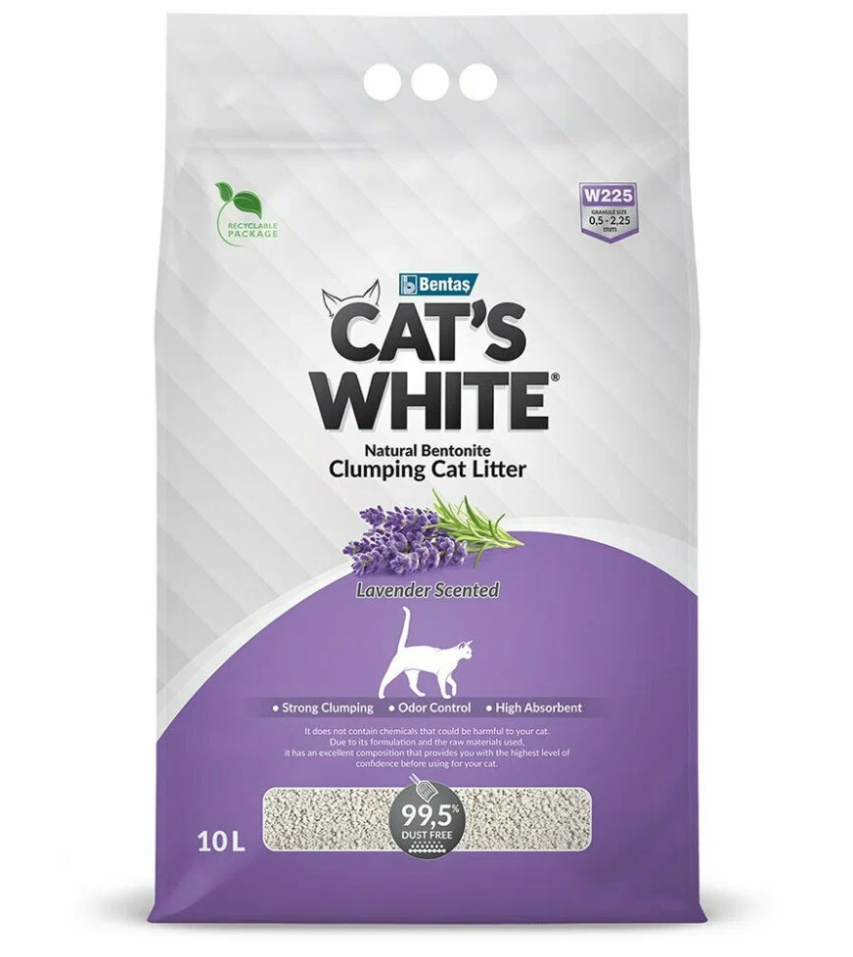 Наполнитель комкующийся для кошачьего туалета Cat's white lavender scented 10 л с ароматом лаванды