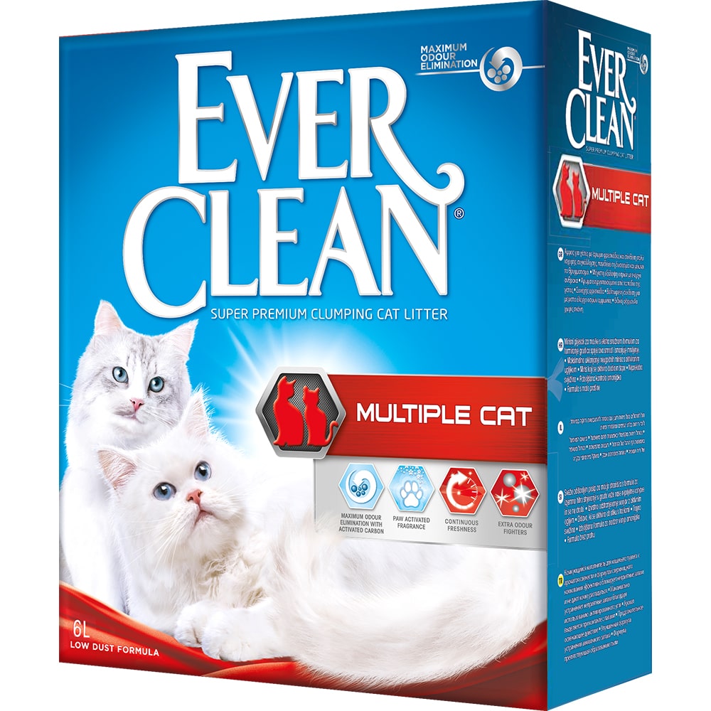 Наполнитель комкующийся для нескольких кошек в доме Ever clean multiple cat 6 л