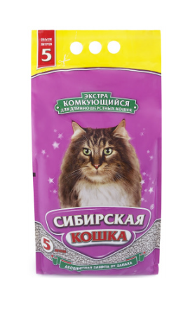 Наполнитель комкующийся для туалета длинношерстных кошек Сибирская кошка экстра 5 л акция