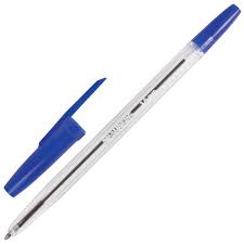 Ручка шариковая корп прозр толщ письма 1мм синяя