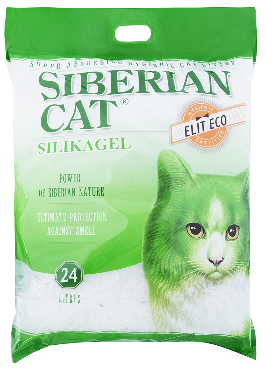 Наполнитель силикагелевый для кошачьего туалета Сибирская кошка элита эко 24 л зеленые гранулы