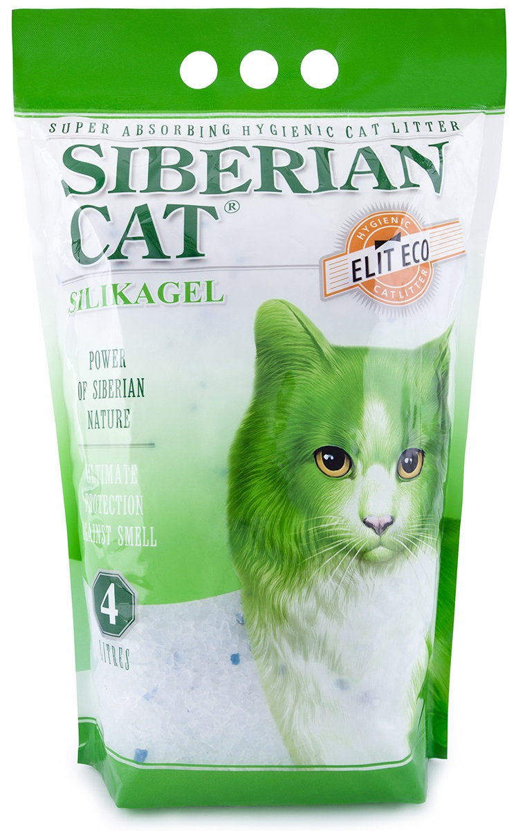 Наполнитель силикагелевый для кошачьего туалета Сибирская кошка элита эко 4 л зеленые гранулы