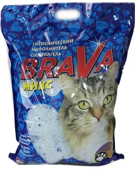 Наполнитель силикагелевый для кошек Брава микс 18 л 9 кг