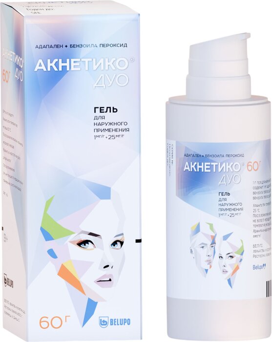 Акнетико Дуо гель д/наружн.прим-я 1мг/г+25мг/г 60г