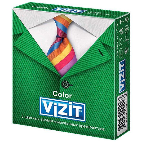 Презервативы Vizit Color цветные ароматизированные N 3