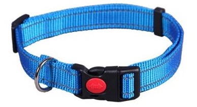 Ошейник для собак Joy стропа синяя со светоотражающими элементами 15мм/30-40см