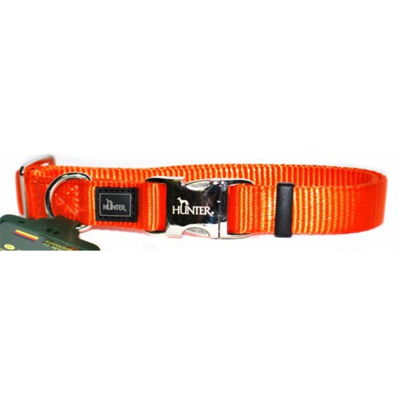 Ошейник для собак оранжевый Hunter alu-strong нейлон с металлической застежкой р.m 40-55см