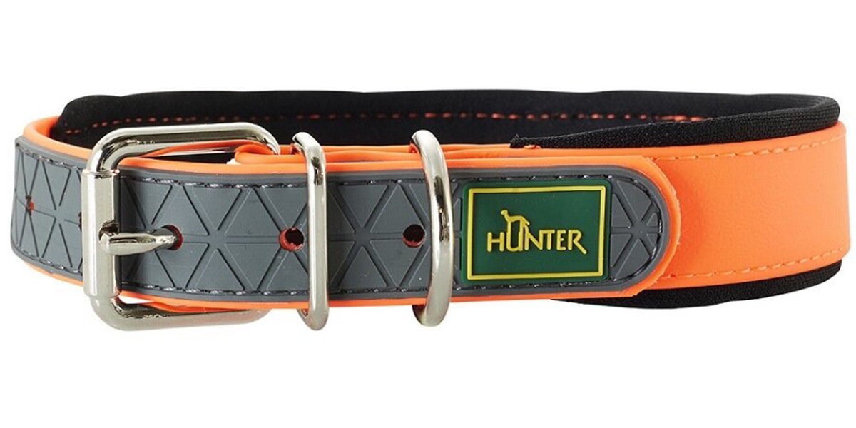 Ошейник для собак оранжевый неон Hunter convenience comfort 45 биотан мягкая горловина 32-40х2см