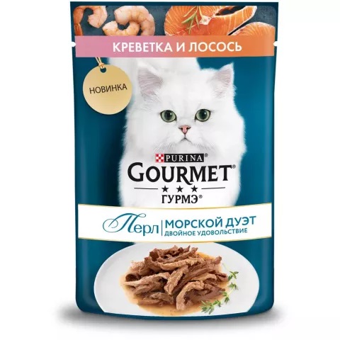 Корм для кошек Gourmet перл 75 пауч креветка/лосось
