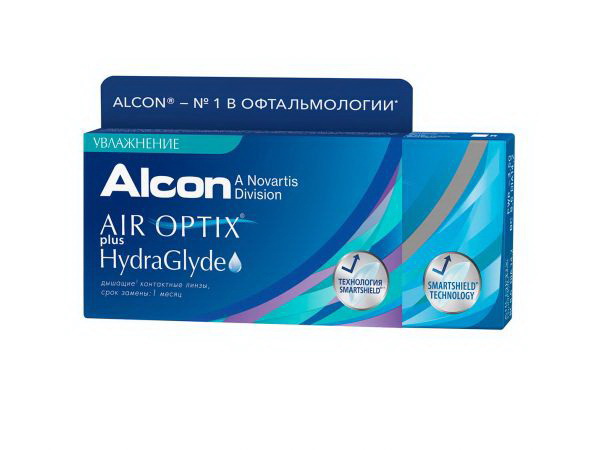 Alcon Air Optix plus HydraGlyde 30тидневные контактные линзы D 14.2/R 8.6/ +3.50 N 3