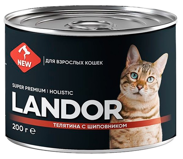Корм для кошек Landor 200 г бан. телятина с шиповником