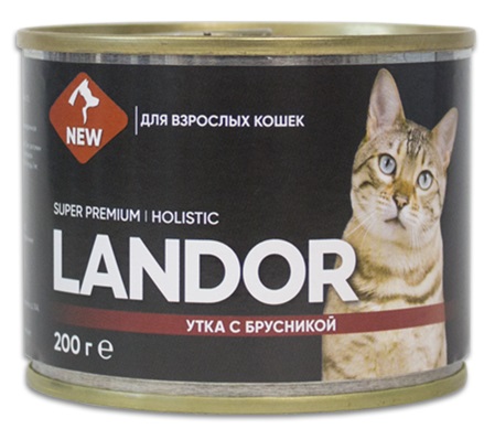 Корм для кошек Landor 200 г бан. утка с брусникой
