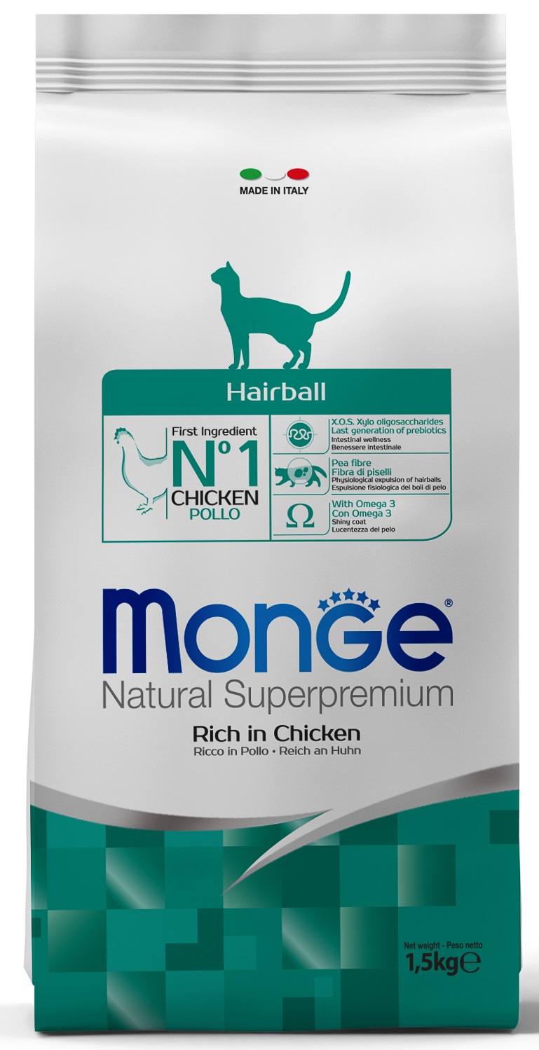 Корм для кошек Monge cat hairball выведение шерсти 1.5 кг