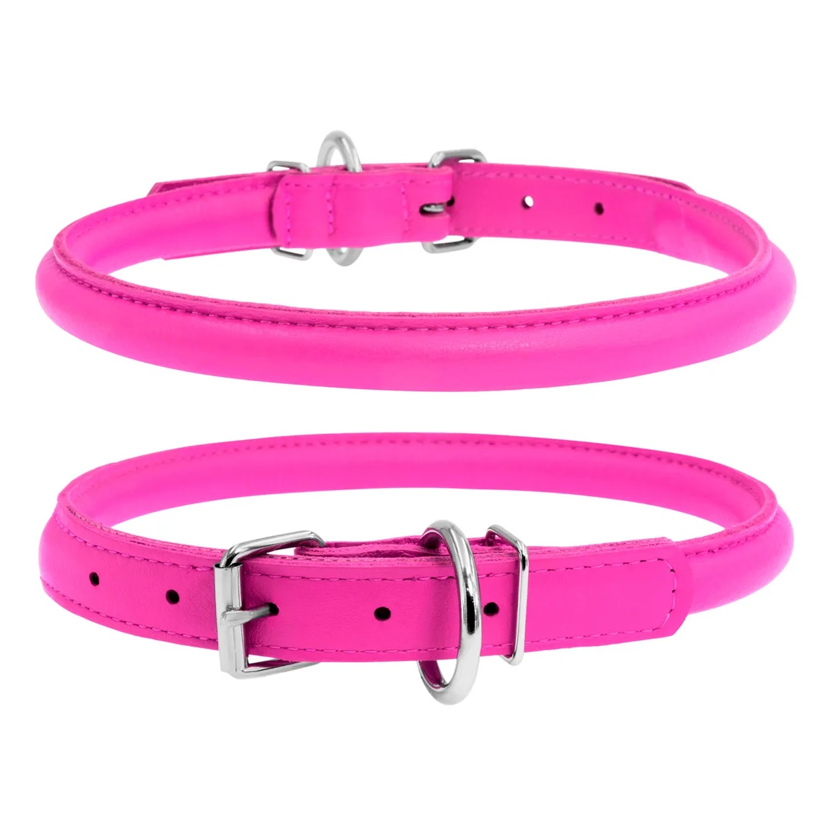 Ошейник круглый для длинношерстных собак розовый Collar waudog glamour 10мм/33-41см