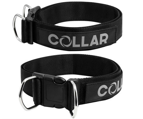 Ошейник нейлоновый регулируемый для собак черный Collar police на липучке 25мм/30-55см №2