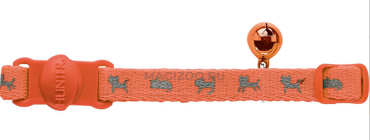 Ошейник нейлоновый светоотражающий для кошек оранжевый Бадди котенок спорт 10мм mlc-11