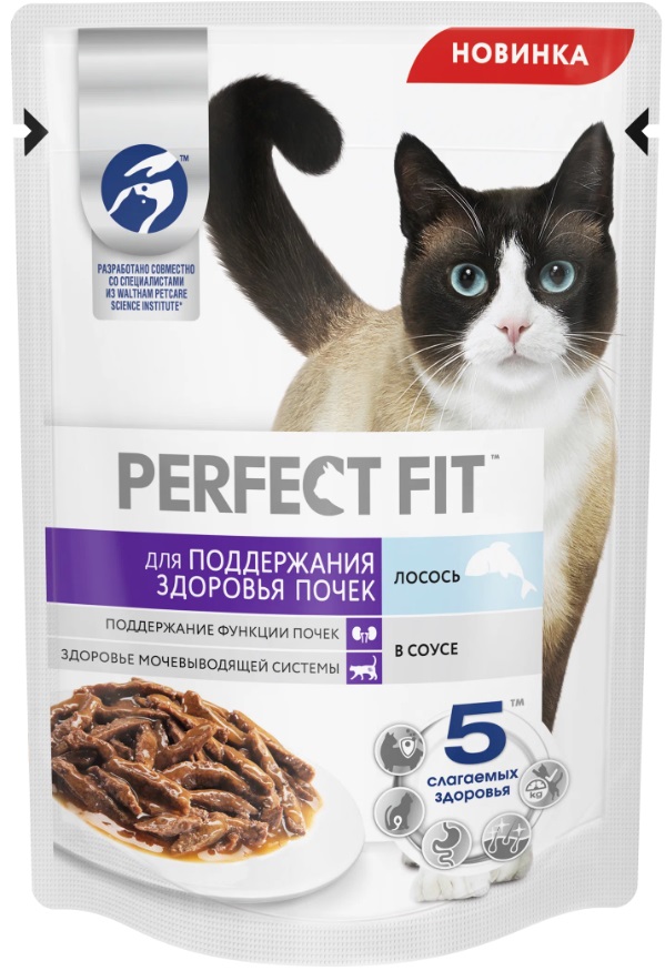 Корм для кошек Perfect fit для поддержания здоровья почек 75 г пауч лосось