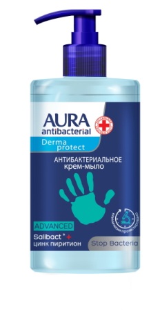Аура крем-мыло Derma Protect антибактериальное с дозатором 450 мл