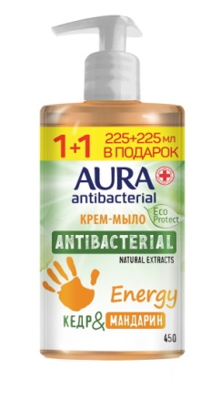 Аура крем-мыло жидкое антибактериальное кедр/мандарин с дозатором 450 мл